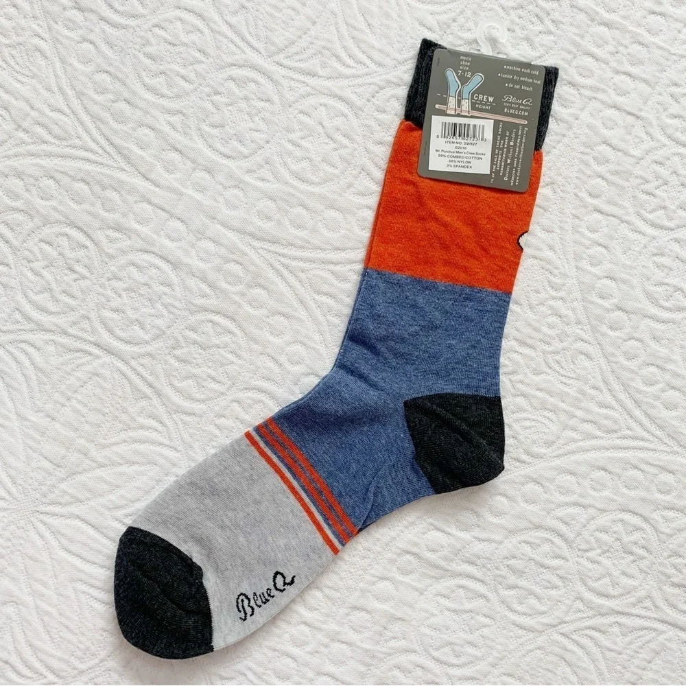 Blue Q Men's Crew‎ Socks, Mr. Punctual (Sz 7-12)